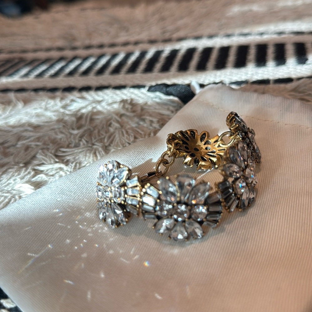 J crew fashion gold rhinestone jewelry evening wear bracelet
